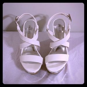 White Jennifer Lopez Wedge sandals
